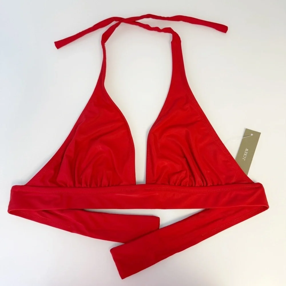 J. Crew Vibrant Red DD Halter Tie-Back Bikini Top Women’s Extra Extra Small XXS